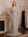 Exquisite Beaded V-Neck Mermaid Prom Dress With Sheer Cape Sleeve,PDS118590