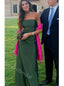 Dark Green Strapless Sleeveless Sheath Floor Length Prom Dress,PDS11607