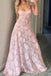 Pink Spaghetti Straps Sleeveless Sheath Floor Length Prom Dress,PDS11608