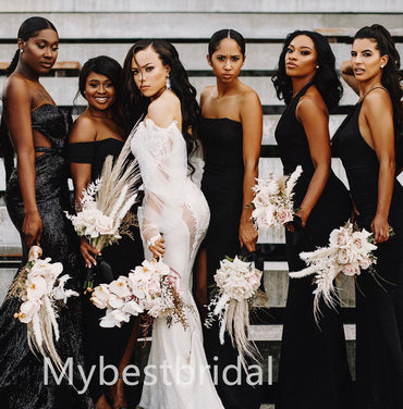 Mismatched Elegant  Sleeveless Side slit Sheath Bridesmaid Dressess, BDS0320