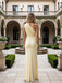 Light Yellow One Shoulder Mermaid Satin Long Prom Party Dress,PDS118510