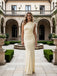Light Yellow One Shoulder Mermaid Satin Long Prom Party Dress,PDS118510