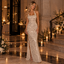 Sparkling Champagne Sequin Halter Slit Mermaid Evening Gown,PDS118694