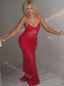 Red Sexy Spaghetti Straps Sleeveless Sheath Floor Length Prom Dress,PDS11610