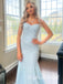 Blue Shiny Sweetheart Sleeveless Mermaid Long Prom Dress,PDS11717