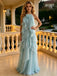 Dreamy Halter Ruffled Chiffon A-Line Long Prom Dress With 3D Flower,PDS118594