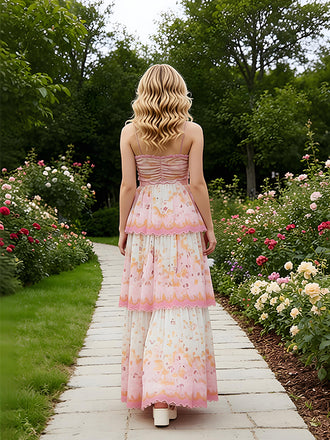 Cute Sweetheart Spaghetti Straps Ruffles A-Line Long Prom Party Dress,PDS118514