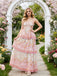 Cute Sweetheart Spaghetti Straps Ruffles A-Line Long Prom Party Dress,PDS118514