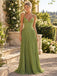 Stunning Olive Green Lace Chiffon Halter Corset Pleated A Line Dress,PDS118696