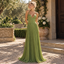 Stunning Olive Green Lace Chiffon Halter Corset Pleated A Line Dress,PDS118696