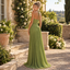 Stunning Olive Green Lace Chiffon Halter Corset Pleated A Line Dress,PDS118696