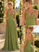 Stunning Olive Green Lace Chiffon Halter Corset Pleated A Line Dress,PDS118696