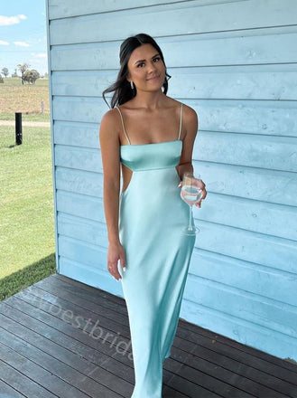 Sexy Spaghetti Straps Sleeveless Sheath Floor Length Prom Dress,PDS11611