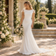 Minimalist Bateau Neck Short Lace Cap Sleeve Chiffon Mermaid Wedding Gown, WD0401