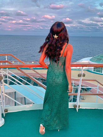 Elegant Lace Spaghetti Straps V-Neck Sleeveless Mermaid Long Prom Party Dress,PDS11778