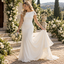 Minimalist Bateau Neck Short Lace Cap Sleeve Chiffon Mermaid Wedding Gown, WD0401