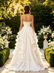 Artistic Pleats Strapless Sleeveless Chiffon A-Line Floor Length Wedding Dresses, WD0383