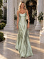 Vintage Sage Green Spaghetti Strap Jacquard Slip Evening Dress,PDS118542