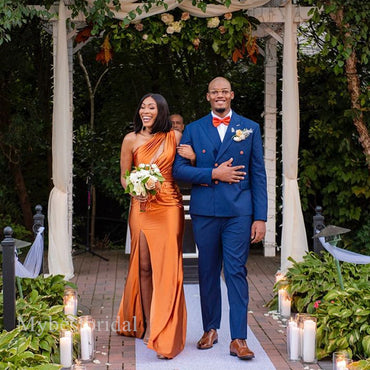 Sexy One shoulder Side slit Mermaid Bridesmaid Dressess, BDS0330