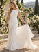 Minimalist Bateau Neck Short Lace Cap Sleeve Chiffon Mermaid Wedding Gown, WD0401