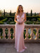 Baby Pink V-neck Bowknot Sleeveless Mermaid Long Prom Party Dress,PDS11830