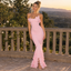 Cute Pink Chiffon Spaghetti Strap Ruffle Petal Mermaid Long Dress,PDS118697