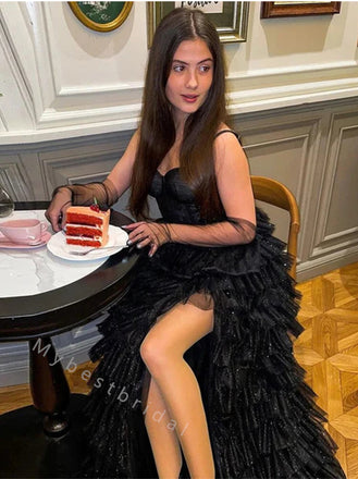 Elegant Sweetheart Sleeveless Ruffle  A-line Long Floor Length Prom Dress,PDS11490