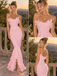 Cute Pink Chiffon Spaghetti Strap Ruffle Petal Mermaid Long Dress,PDS118697