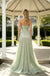 Shimmer Strapless Twist Front Metallic A-Line Long Prom Dress With High Slit,PDS118596