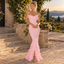Cute Pink Chiffon Spaghetti Strap Ruffle Petal Mermaid Long Dress,PDS118697