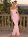 Cute Pink Chiffon Spaghetti Strap Ruffle Petal Mermaid Long Dress,PDS118697