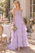 Romantic 3D Floral Chiffon Spaghetti Strap Tiered Long Prom Dress,PDS118698
