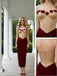 Beautiful V-Neck Sleeveless Velvet Mermaid Long Prom Party Dress,PDS118517