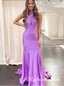 Purple Halter Sleeveless Mermaid Long Prom Dress,PDS11722