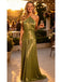 Olive Green Metallic Pleated Halter Tiered Long Prom Evening Dress,PDS118599