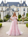 Cute Off Shoulder V-Neck Chiffon A-Line Long Prom Party Dress,PDS118515