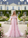 Cute Off Shoulder V-Neck Chiffon A-Line Long Prom Party Dress,PDS118515