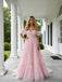 Cute Off Shoulder V-Neck Chiffon A-Line Long Prom Party Dress,PDS118515