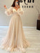 Dreaming V-neck Long Sleeves Side Slit A-line Long Prom Dress,PDS11682