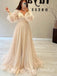 Dreaming V-neck Long Sleeves Side Slit A-line Long Prom Dress,PDS11682