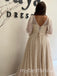 Dreaming V-neck Long Sleeves Side Slit A-line Long Prom Dress,PDS11682