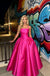 Fuchsia Spaghetti Straps Satin Puffy Ball Gown Long Prom Party Dress,PDS118601