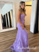 Purple Lace Applique Sleeveless Side Slit Mermaid Long Prom Dress,PDS11725