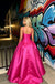 Fuchsia Spaghetti Straps Satin Puffy Ball Gown Long Prom Party Dress,PDS118601