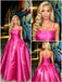 Fuchsia Spaghetti Straps Satin Puffy Ball Gown Long Prom Party Dress,PDS118601