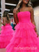 Honest Strapless Ruffles Sleeveless A-line Long Prom Dress,PDS11683