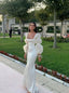 Ivory Square Long Sleeves Mermaid Floor Length Prom Dress,PDS11617