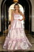 Blush Pink Square Neck Ruffled Tiered Satin A-Line Evening Gown,PDS118602