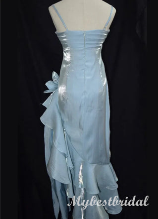 With Ruffles Spaghetti Straps Sleeveless Mermaid Long Prom Dress,PDS11726