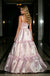 Blush Pink Square Neck Ruffled Tiered Satin A-Line Evening Gown,PDS118602